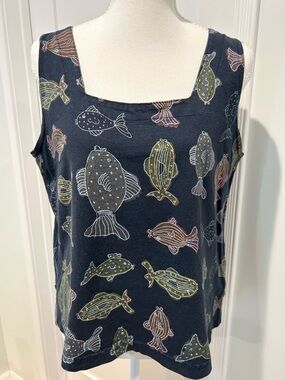 fresh produce Boxy Tank with Fish Print